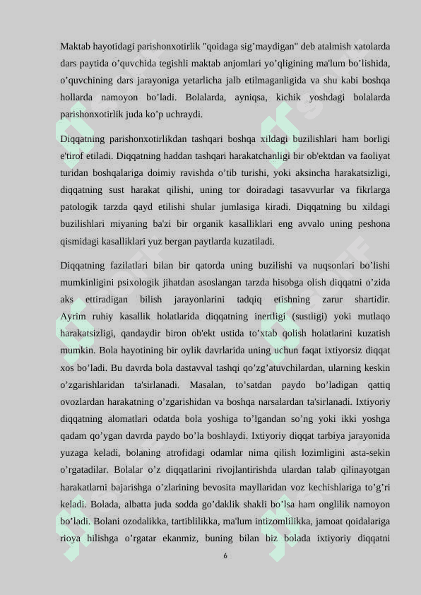 DIQQATNING KO`CHUVCHANLIGI VA TAQSIMLANISHI 6