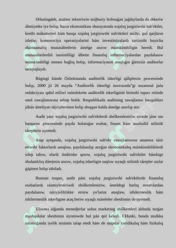 Ishki audit túsinigi, oniń maqset hám waziypaları 4