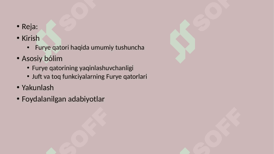 Furye qatori va uning tatbiqlari 2