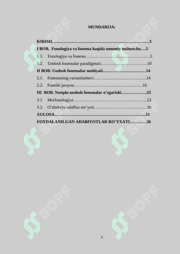 Nutqda undosh fonemalar mohiyatining o’zgarishi kurs ishi 2