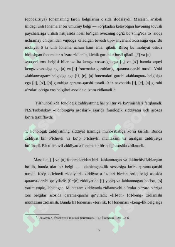Nutqda undosh fonemalar mohiyatining o’zgarishi kurs ishi 7
