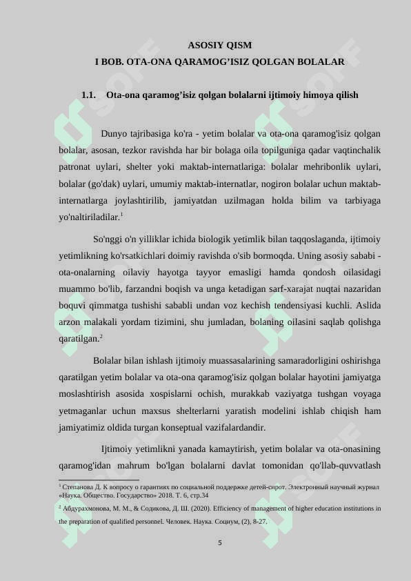 OTA-ONA QARAMOG’ISIZ QOLGAN BOLALARGA VASIY VA HOMIY TAYINLASH TIZIMI KURS ISHI 5