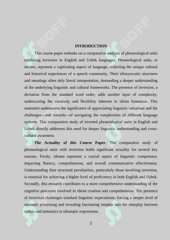 Phraseological units having inversion in the English and Uzbek languages course paper 2