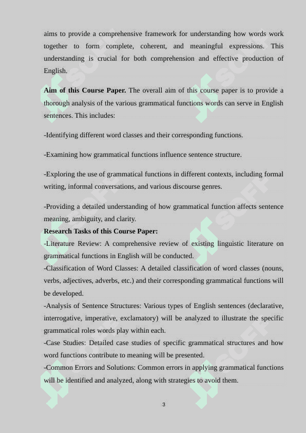 THE GRAMMATICAL FUNCTIONS OF WORDS IN ENGLISH SENTENCES COURSE PAPER.docx 3