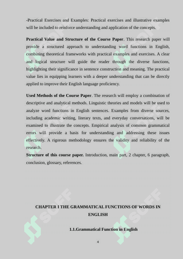 THE GRAMMATICAL FUNCTIONS OF WORDS IN ENGLISH SENTENCES COURSE PAPER.docx 4