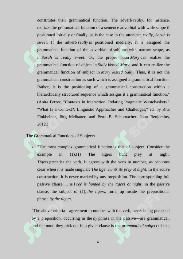 THE GRAMMATICAL FUNCTIONS OF WORDS IN ENGLISH SENTENCES COURSE PAPER.docx 6