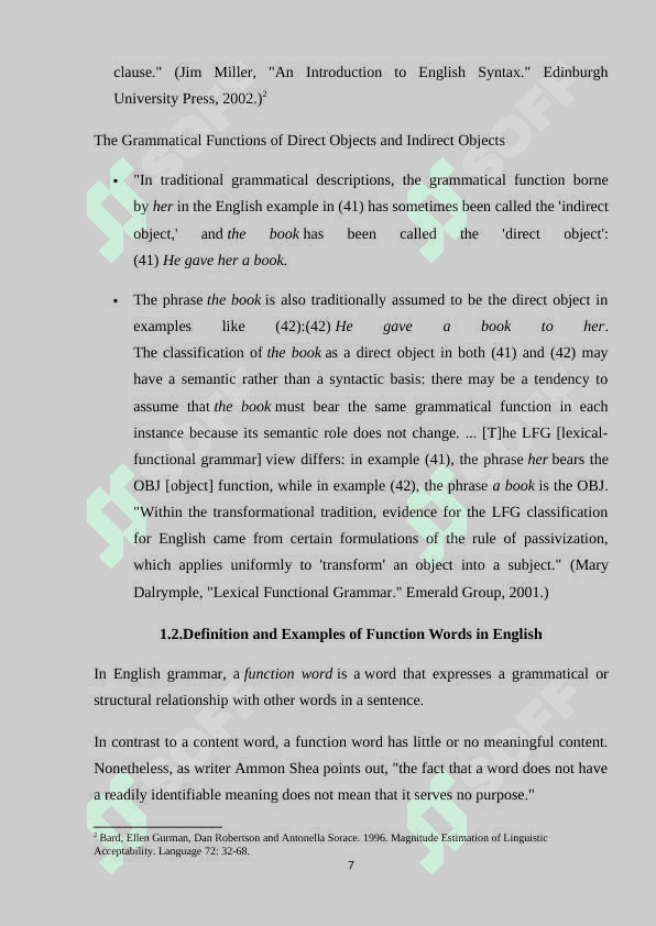 THE GRAMMATICAL FUNCTIONS OF WORDS IN ENGLISH SENTENCES COURSE PAPER.docx 7