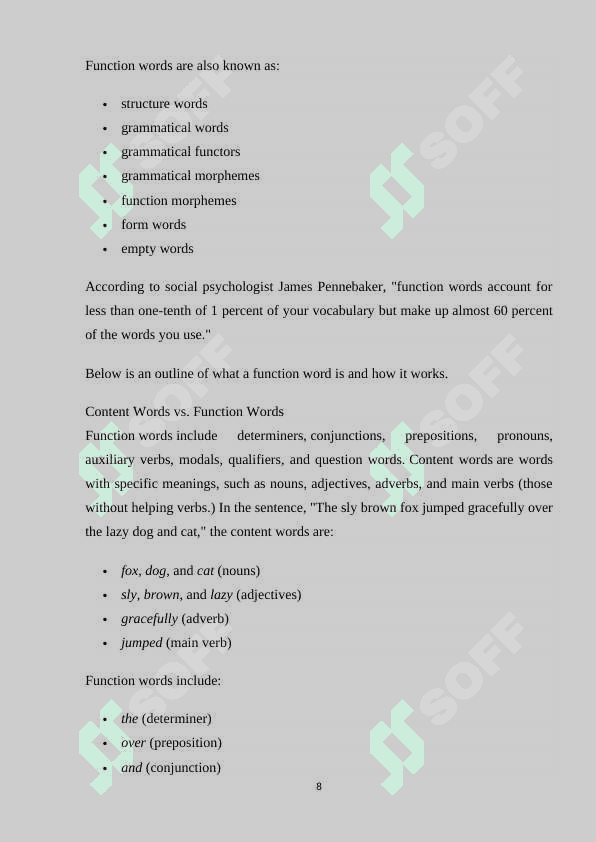 THE GRAMMATICAL FUNCTIONS OF WORDS IN ENGLISH SENTENCES COURSE PAPER.docx 8