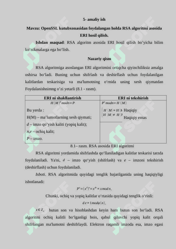 OpenSSL kutubxonasidan foydalangan holda RSA algoritmi asosida ERI hosil qilish 2