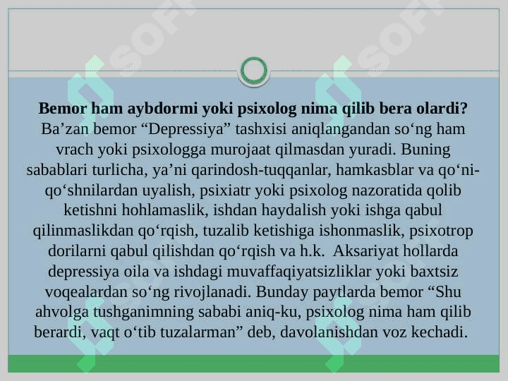Niqoblangan depressiya klinik ko'rinishlari 8
