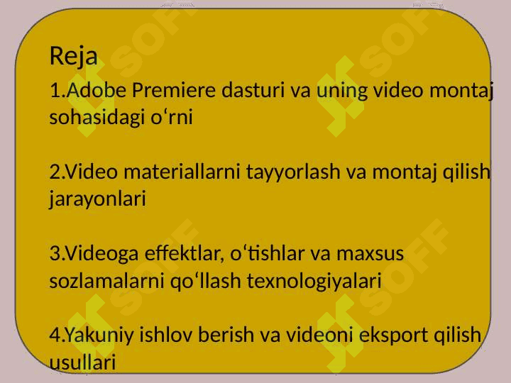 Adobe Primer dasturida video lavhalarni montaj qilish texnologiyasi 2
