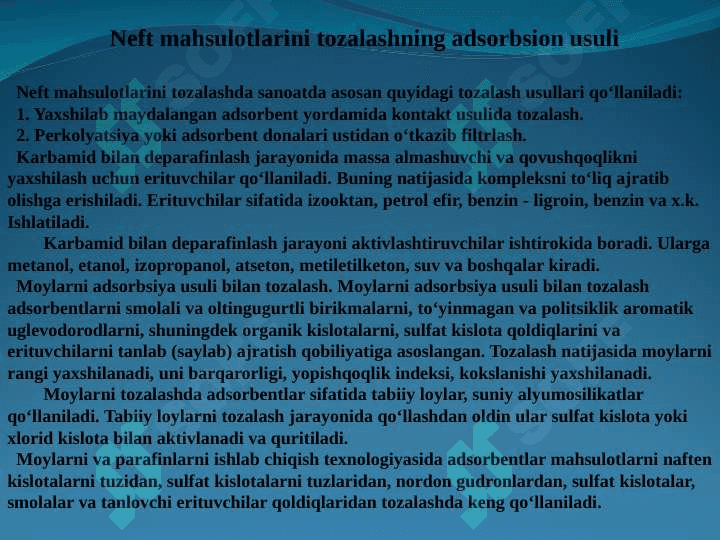 Neft mahsulotlarini adsorbsion tozalash 3