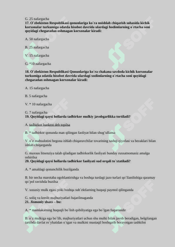 Biznes asoslari fanidan test 100 talik 4