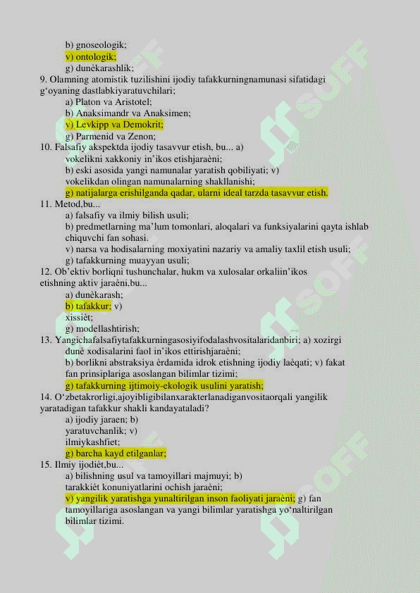ILMIY TADQIQOT METODOLOGIYASI FANIDAN TEST 100 TALIK 2