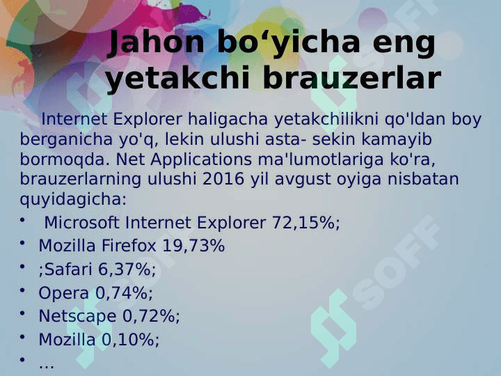 Brauzer dasturlari va ularning imkoniyatlari 7