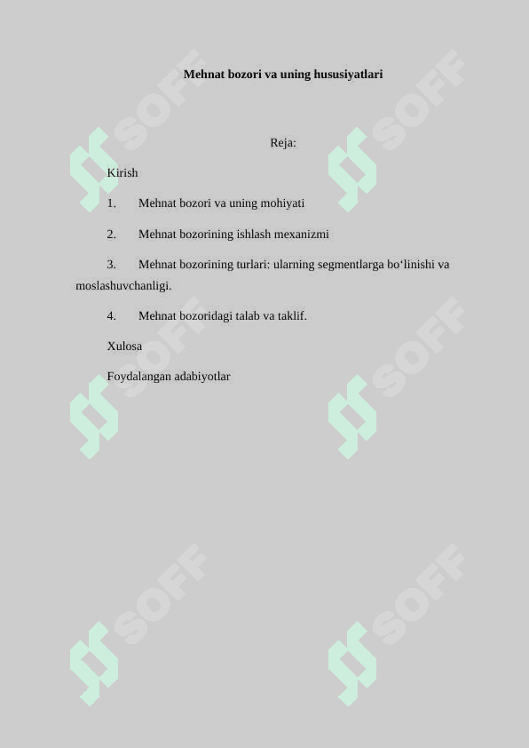 Mehnat bozori va uning hususiyatlari 2