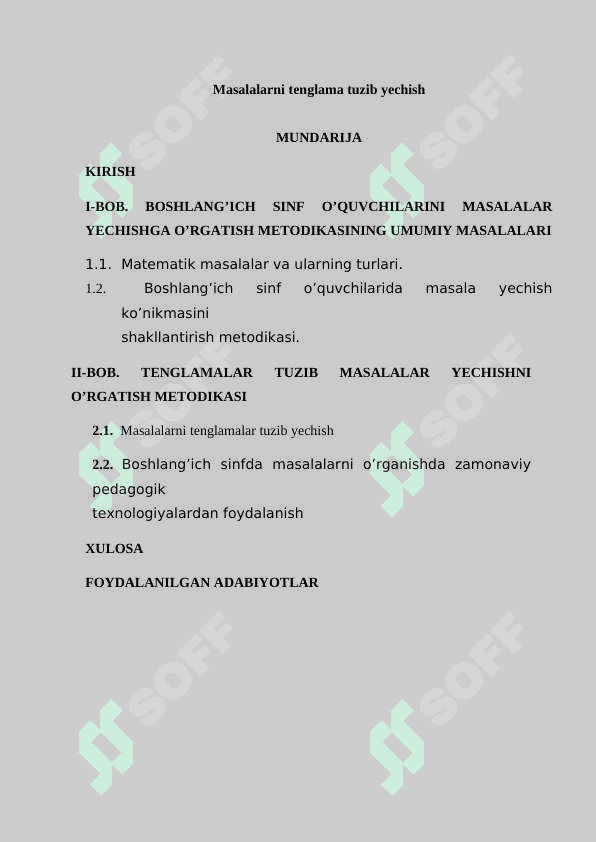 Masalalarni tenglama tuzib yechish 2