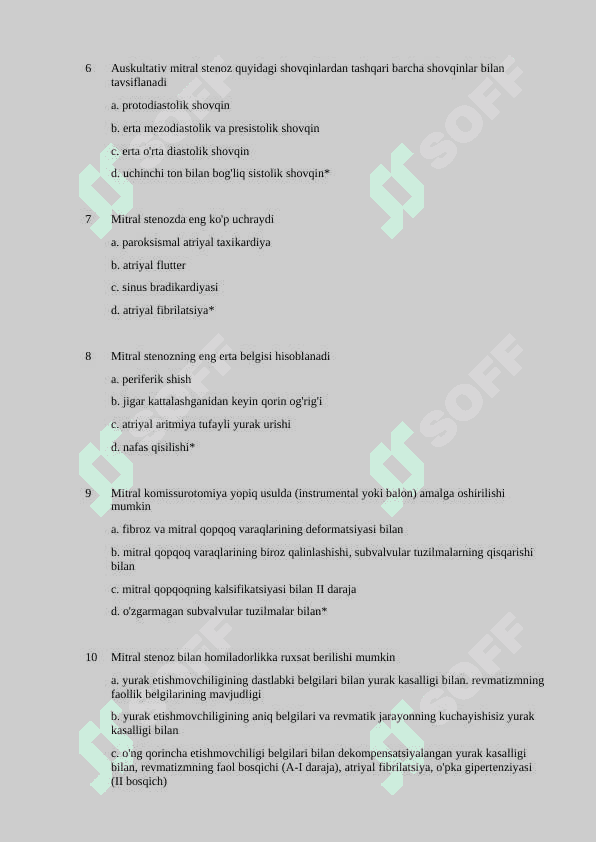 Kardioxirurgiyadan testlar to‘plami - 450 TA 2