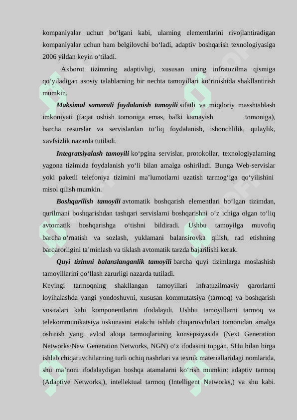 Keyingi avlodning konvergent tarmoqlarida marshrutlash tamoyillari 8