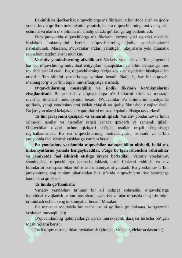 Variativ yondashuv asosida boshlang’ich sinf o‘quvchilarining dialogik nutqini rivojlantirish metodikasini takomillashtirish (Вариатив ёндашув асосида бошланғич синф ўқувчиларининг диалогик нутқини ривожлантириш методикасини такомиллаштириш) 4