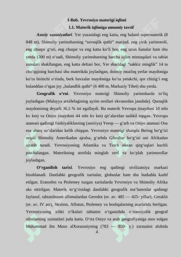 «Yevrosiyo materigi iqlimi va iqlim mitaqalarining tarkib topishi” 4