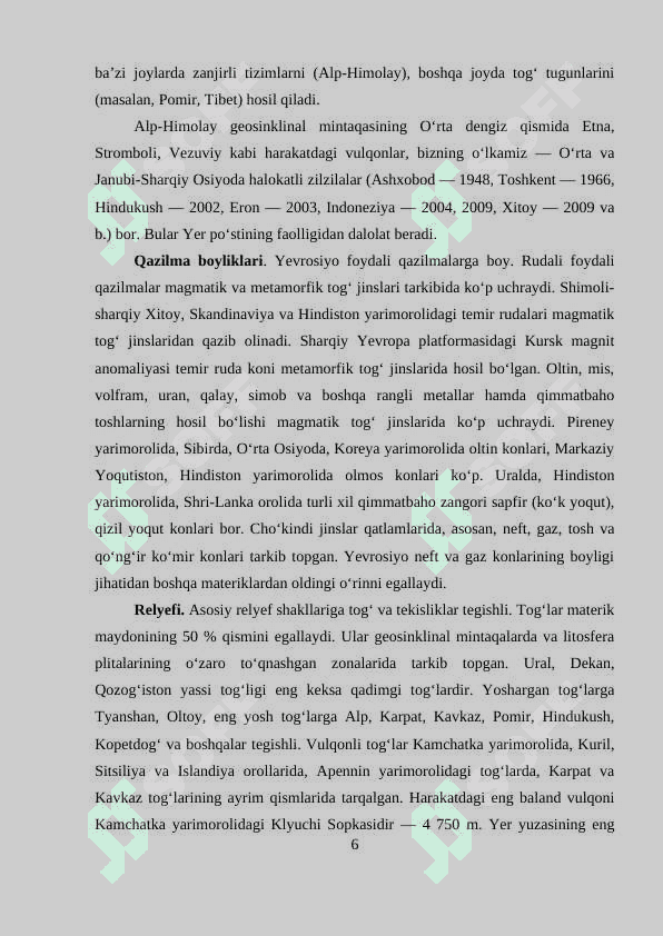 «Yevrosiyo materigi iqlimi va iqlim mitaqalarining tarkib topishi” 6