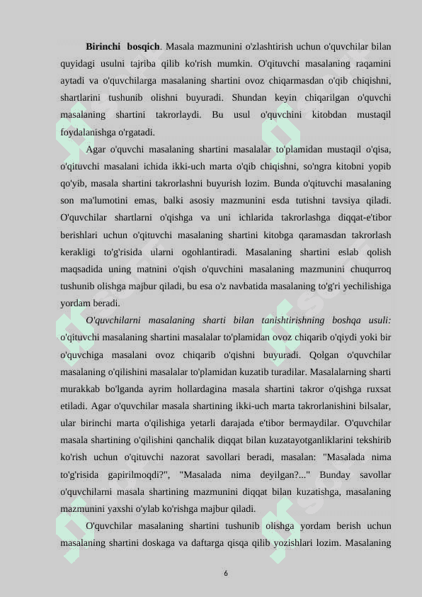 Boshlang'ich sinflarda murakkab masalalarni o‘rganish metodikasi 6