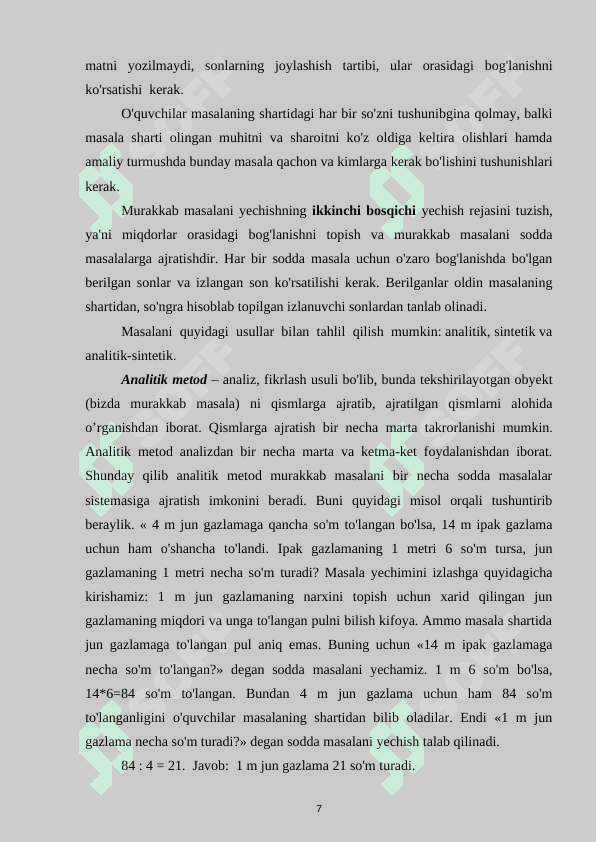 Boshlang'ich sinflarda murakkab masalalarni o‘rganish metodikasi 7