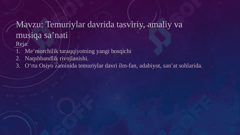 Temuriylar davrida tasviriy, amaliy va musiqa sa’nati 2