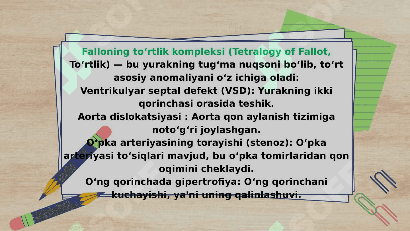 Fallo tetradasida bajariladigan jarrohlik  amaliyoti 2