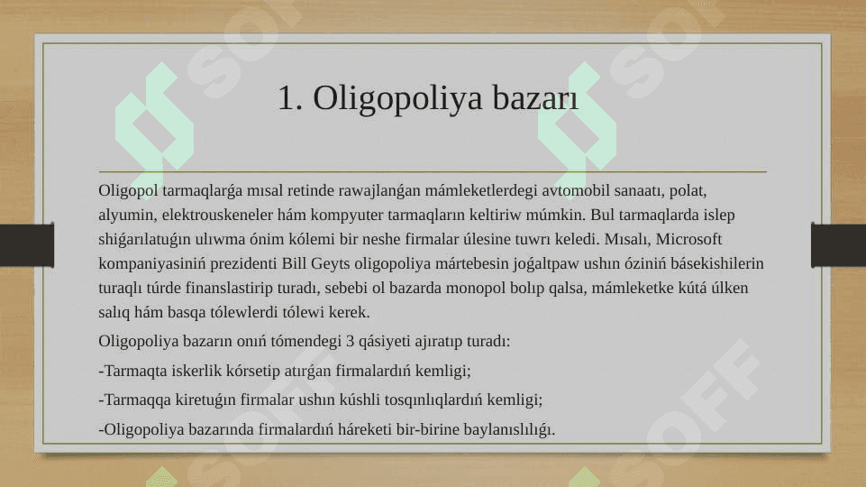 Oligopoliya bazarında teń salmaqlılıq hàm bàseki strategiyaları 3