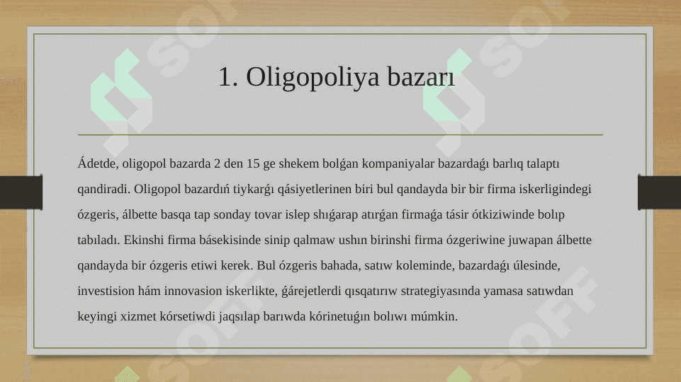 Oligopoliya bazarında teń salmaqlılıq hàm bàseki strategiyaları 4