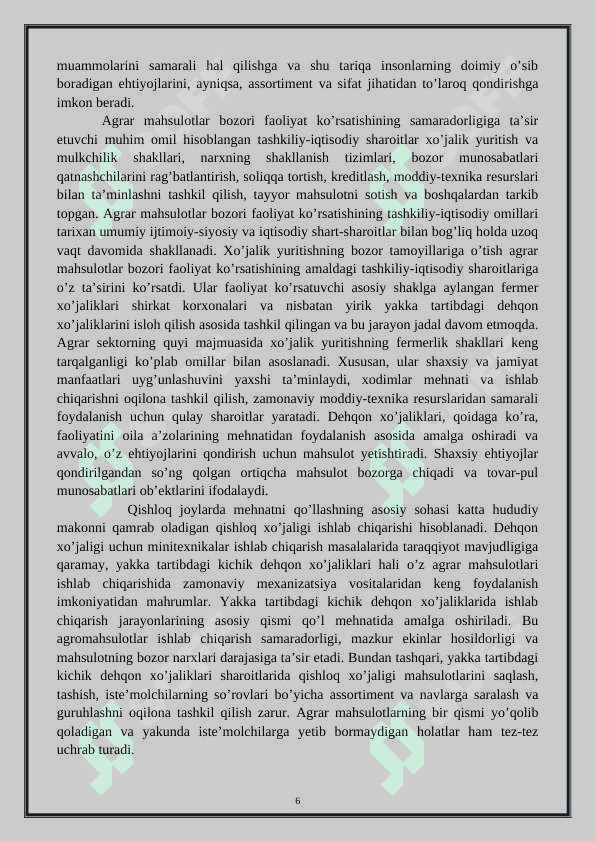 Fermer va dehqon xoʻjaliklarining tashkiliy-iqtisodiy asoslari 6
