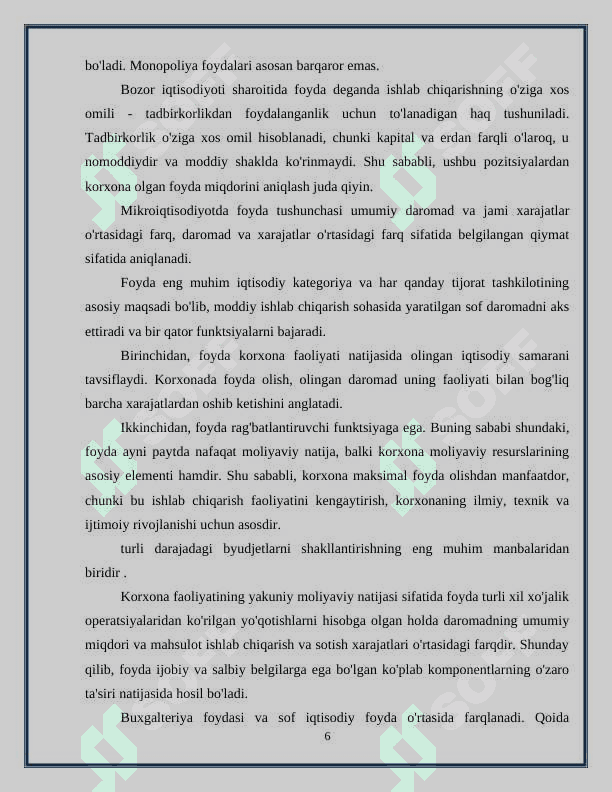 Korxona foydasini shakllantirish va undan samarali foydalanish yo’llari 6