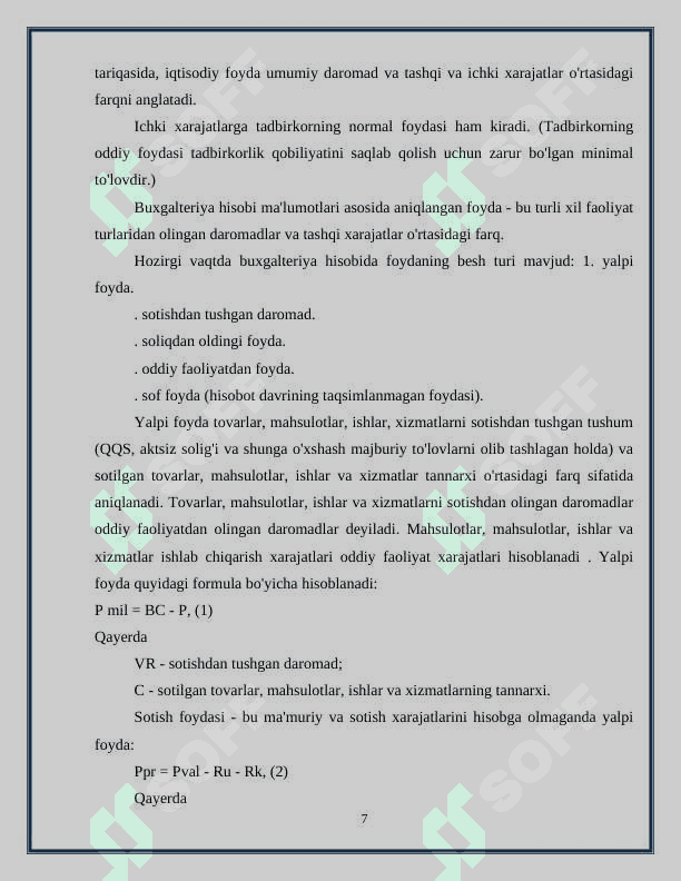 Korxona foydasini shakllantirish va undan samarali foydalanish yo’llari 7