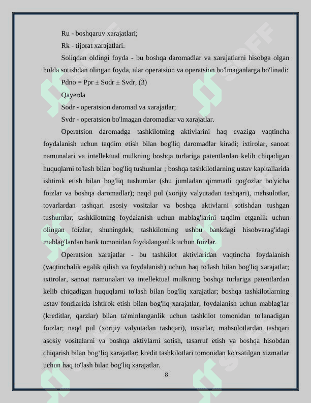 Korxona foydasini shakllantirish va undan samarali foydalanish yo’llari 8