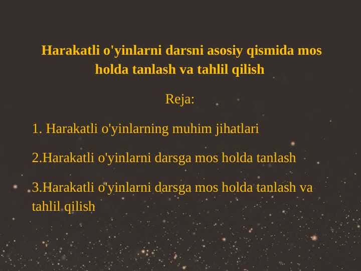 Harakatli o'yinlarni darsda qo'llash 1
