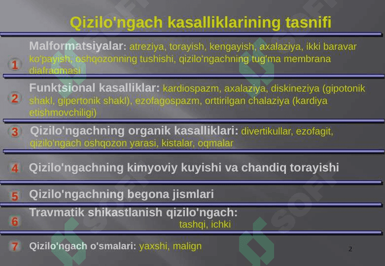 Qizilo`ngachning tug`ma va orttirilgan nuqsonlari xirurgiyasi 2