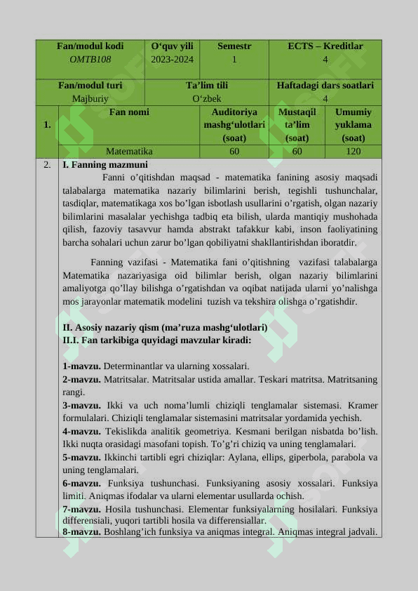 OLIY MATEMATIKA FAN DASTURI ELEKTRON 2