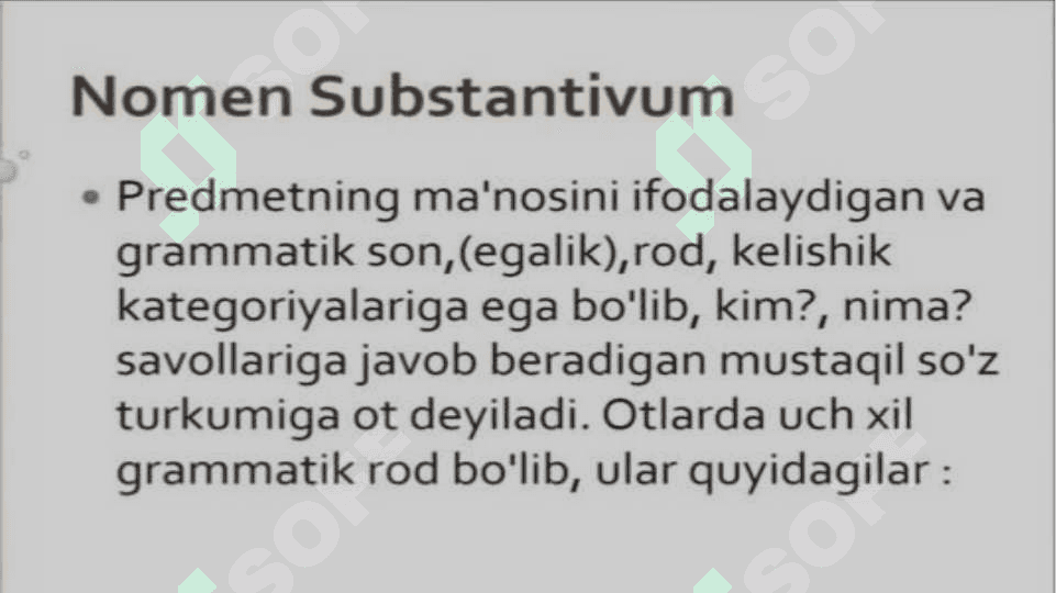 Ot soʻz turkumi. Lotin tili 7