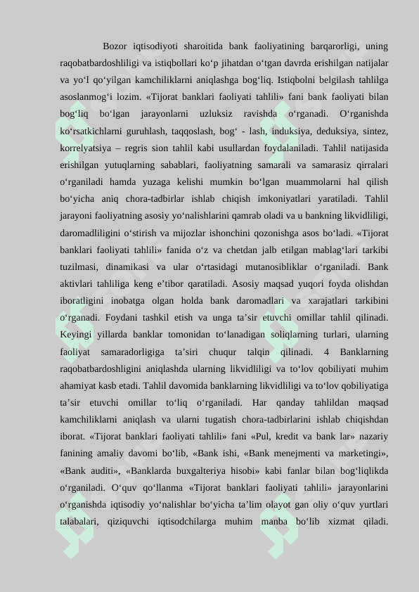 O’zbekiston Respublikasi banklarining kapitallashish darajasini oshirish siyosati va uning o’ziga xos xususiyatlari 3