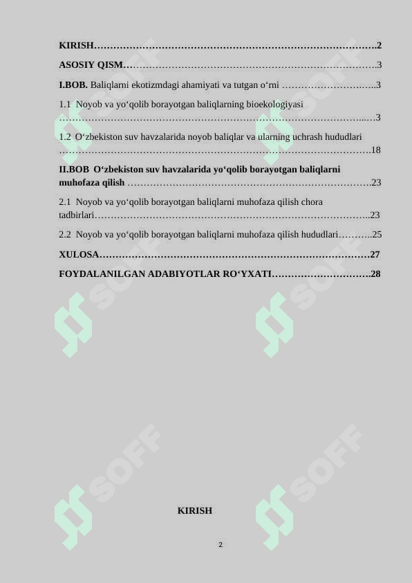 Baliqlarni ekotizmdagi ahamiyati 2