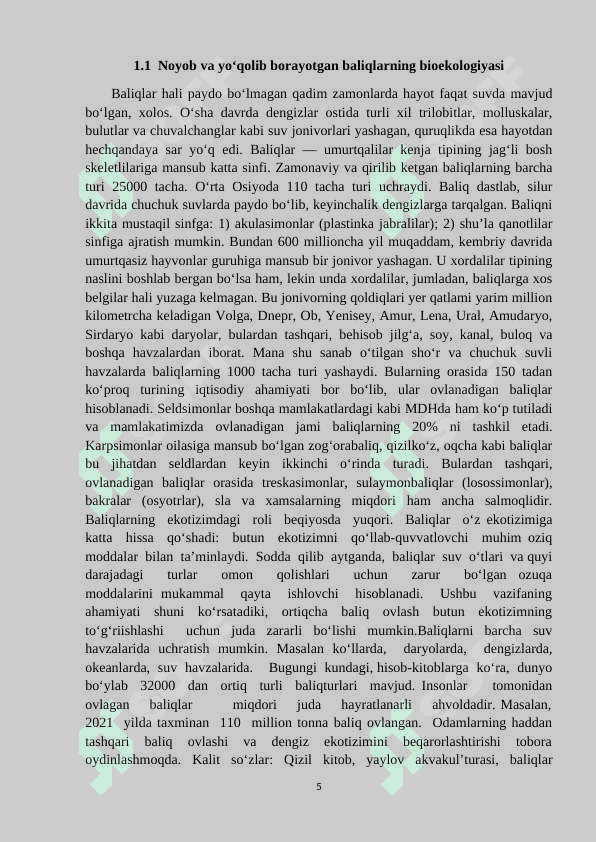 Baliqlarni ekotizmdagi ahamiyati 5