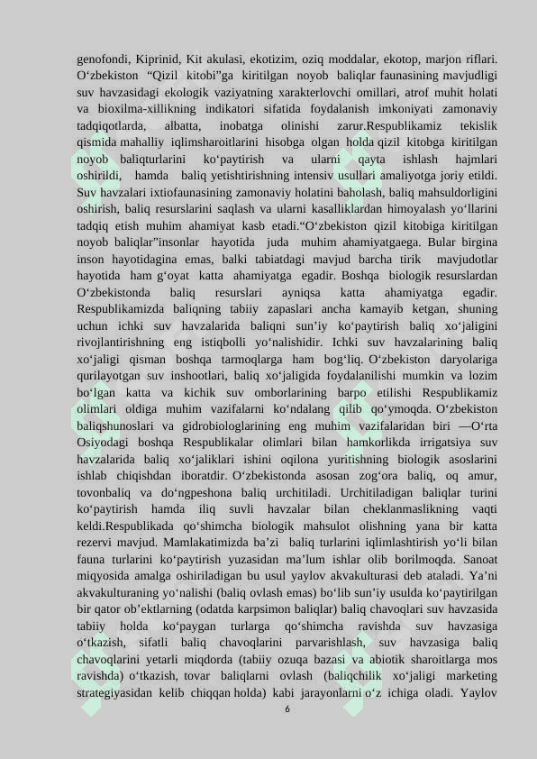 Baliqlarni ekotizmdagi ahamiyati 6