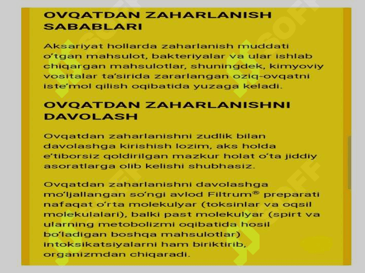 Ovqatdan zaxarlanishlar va ularning profilaktikasi 5