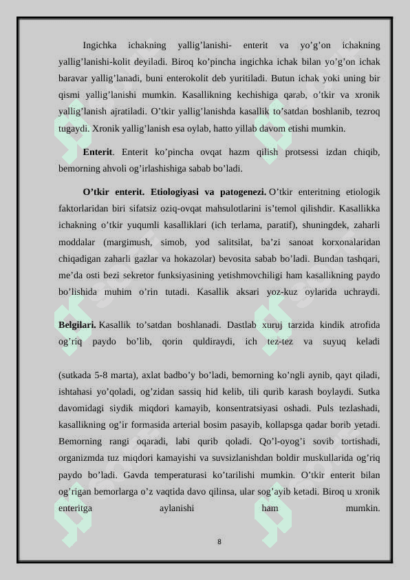 Ovqat hazm qilish organlarining asosiy kasalliklari 8