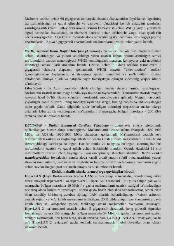 SIMSIZ AXBOROT UZATISH TEXNOLOGIYALARI. WI-FI TARMOG’INI SOZLASH 3