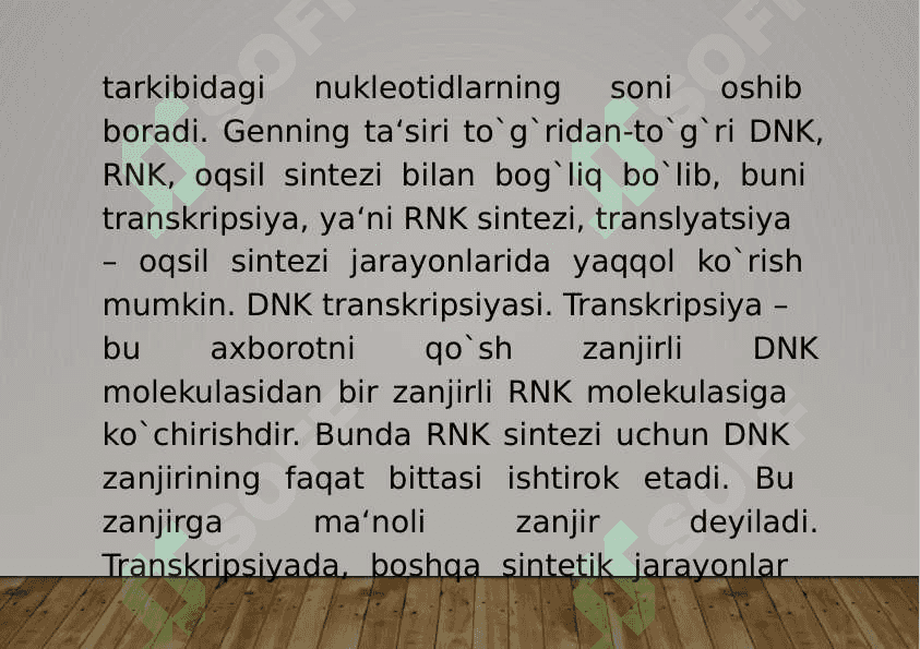 4-Mavzu: Transkripsiya, translyasiya va oqsil sintezi. 4