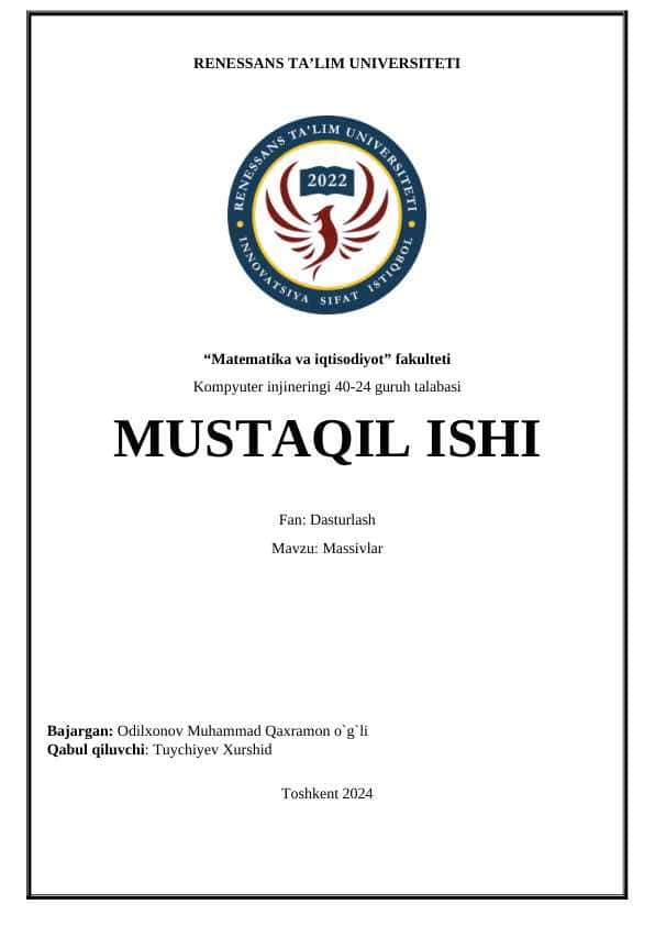 Massiv Mustaqil Ish 1