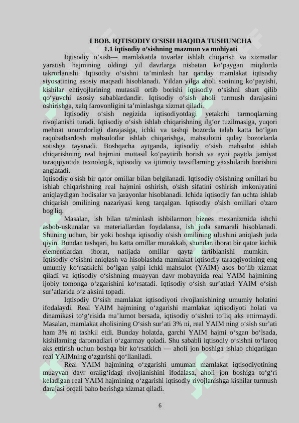 Iqtisodiy o'sishning hozirgi zamon shakli va uning yangicha sifati 6